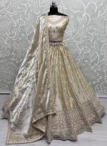 Burburry Silk Cream Wedding Wear Embroidery Work Lehenga Choli